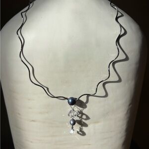 Deb Guyot 925 Pearl Quartz Crystal Drop Necklace